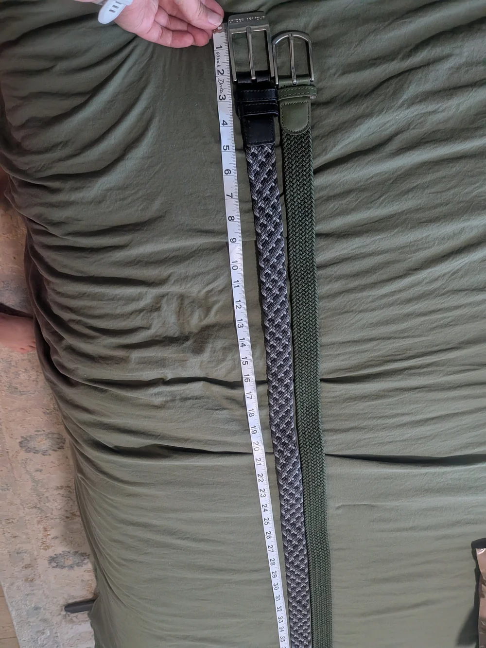 Men's Braided Green & Gray Elastic Belt